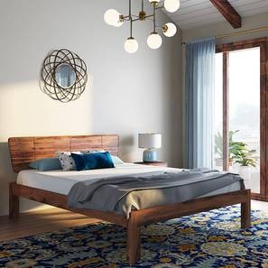 Beirut Solid Wood Queen Size Non Storage Bed in Mahogany Finish